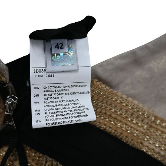 Dolce & Gabbana Sheath Dress Size 42 US 6 Tan Tweed Hem Sleeveless Back Cutout - Picture 7 of 8